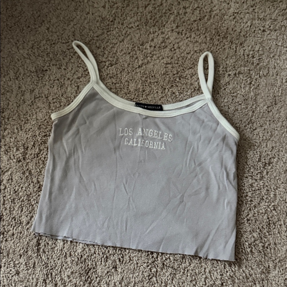 Brandy Melville Gray Camisole with White Trim